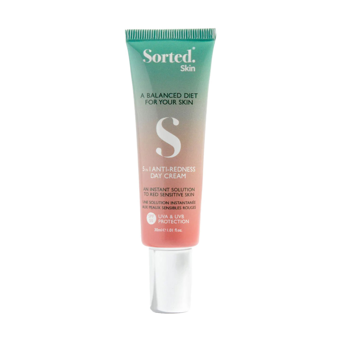 Денний крем для обличчя Sorted Skin 5 In 1 Anti-Redness Day Cream, SPF 50, проти почервонінь, 30 мл